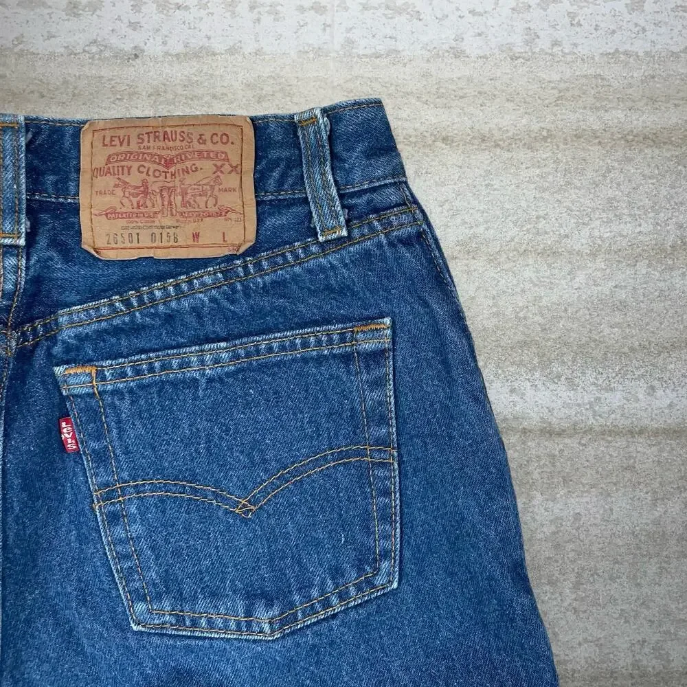 Vintage 90s Levis Jeans 501 28x30 Regular Straight Dark Wash Made in USA - Picture 3 of 6